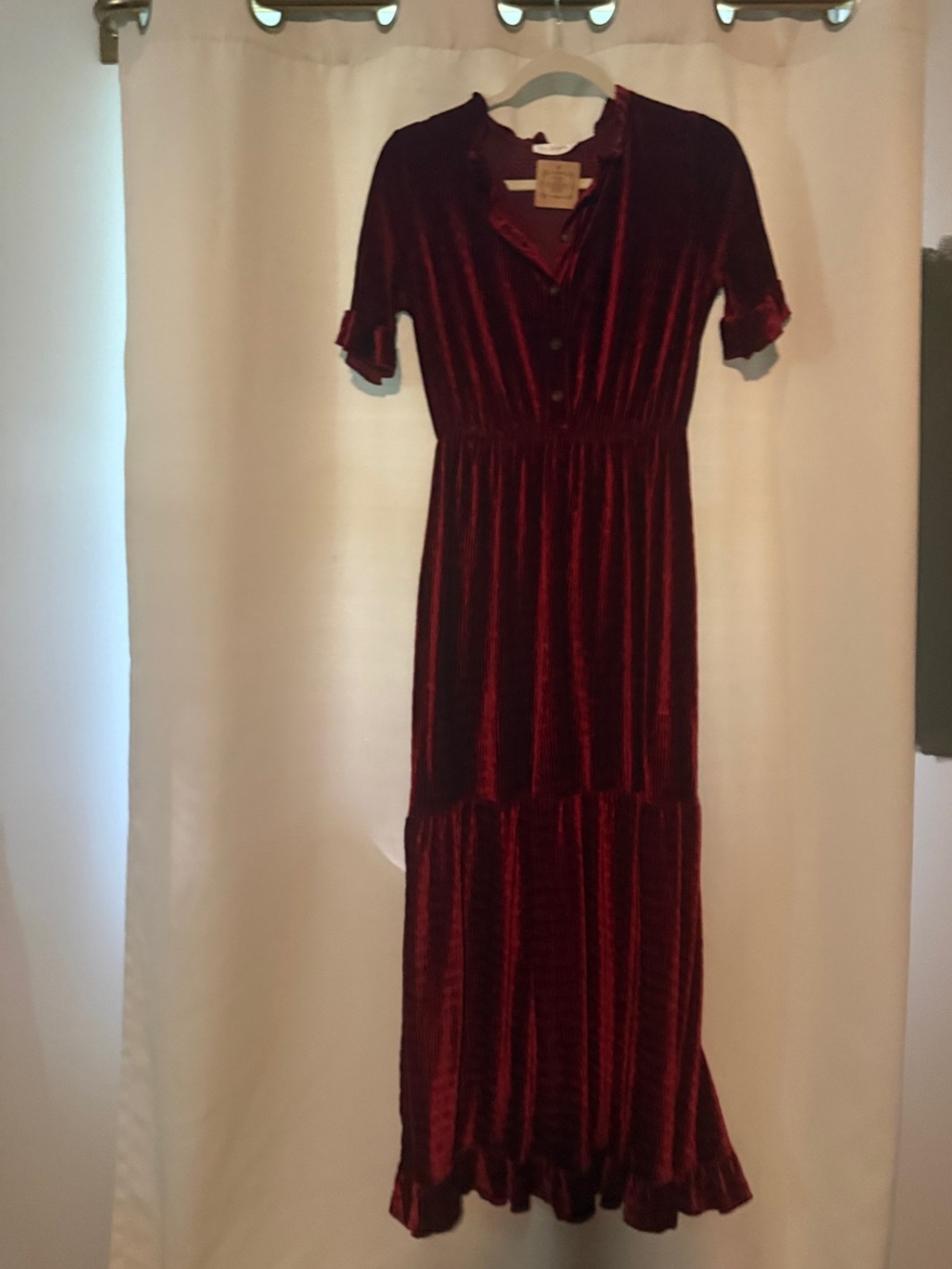Ces Femme Velvet Maxi Dress in Burgundy Red